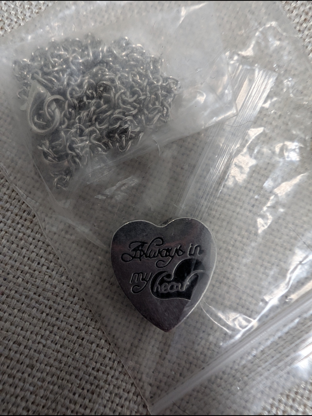 (For ASHES) Silver Heart Pendant Necklace - "Always in my Heart"